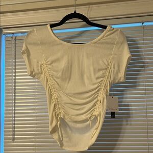 CHANEL Cream Ruched Bodysuit